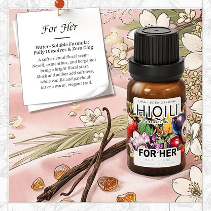 HIQILI for Her Diffuser Oil, Ideal for Reed Diffuser, DIY Luxury Perfume, Wool Dryer Ball, Long Lasting Scent - 0.34 Fl Oz