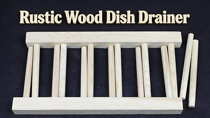 Wooden Dish Rack with 5 Compartments - Drying Drainboard Storage Holder for Plates, Bowls, Cups & Pot Lids, Kitchen Cabinet Organizer (Wood Color)