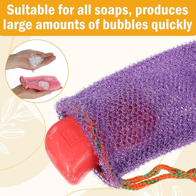 Sibba 8pcs Bar Soap Pouch Saver Pocket Drawstring Exfoliating Mesh Soap Saver Sack Foaming Bag Bubble Foam Net Body Scrubber Sponge Exfoliator Loofah Facial Cleaning for Bath Shower (Multicolor)