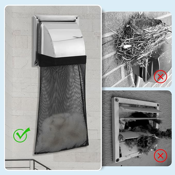 6Pcs Dryer Vent Lint Catcher Bags, Lint Trap Catcher for Dryer Vent for Outside