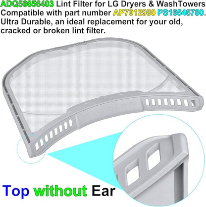 ADQ56656403 Lint Filter Replacement for LG Dryers and WashTowers, Ultra Durable Lint Screen Trap, Rim without Felt Seal, Filter Size 11.2 * 10.9 inch (28.4 * 27.6 cm)
