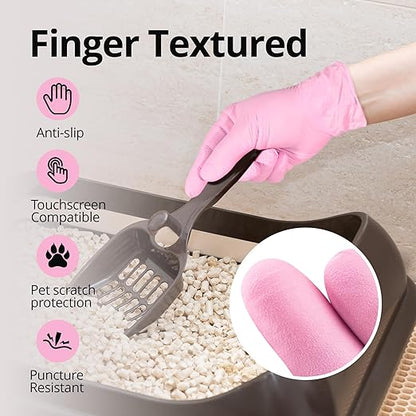 SwiftGrip Pink Disposable Exam Gloves, X-Small, 50-ct Box, Powder-Free, Latex-Free, Medical Grade Gloves for Cleaning & Esthetician