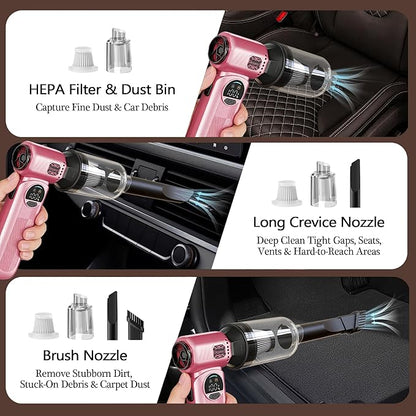 Electric Air Duster for PC Keyboard, Car & Home Cleaning, Powerful Cordless Air Blower with Vacuum Function, Infinite Speed Control, Fast Charging, Compact Rechargeable Dust Cleaner – Pink