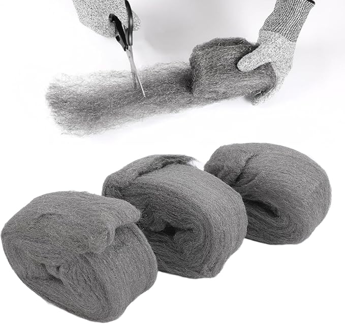 FTVOGUE Steel Wool Fill Fabric Kit 3 Rolls 3.3x10 Foot with Gloves Scissors Tweezers for Wall Cracks Holes Pipe Vents Rodents Barrier