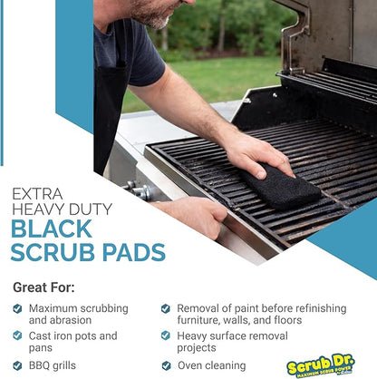 Tile Doctor High-Abrasion Extra Heavy-Duty Scrub Pads 12-Pack 7E-N556-IFSL, Gas Grill, Charcoal Grill, and Blackstone Griddle Scouring Pad, Ideal Dish Scrubber, Shower Scrubber, and Cleaning Sponge