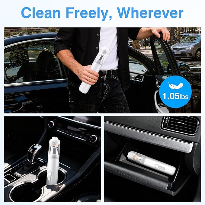ULTREMA Car Vacuum Portable Cordless - 20000Pa High Suction Mini Vacuum Cleaner, 4-in-1 Auto Handheld Dust Blower & Air Pump, 6000mAh, 15-Piece Accessory Kit for Car Interior, Keyboard, Pet Hair