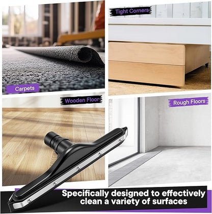 Replacement Floor Tool Compatible with ProTeam 101446 E-Z Glide Backpack Vacuum,Compatible with Hoover C2401, 14" Multi-Surface Brush for Commercial Cleaner(Natural Rubber Squeegee,Black)