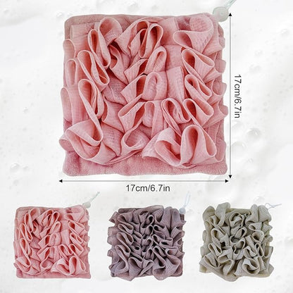 3 Pcs Soap Bar Loofah, 2 in 1 Bar Soap Loofah Pouch Can Hold Soap Effective Exfoliation for Bathing (Khaki + Coffee + Pink)