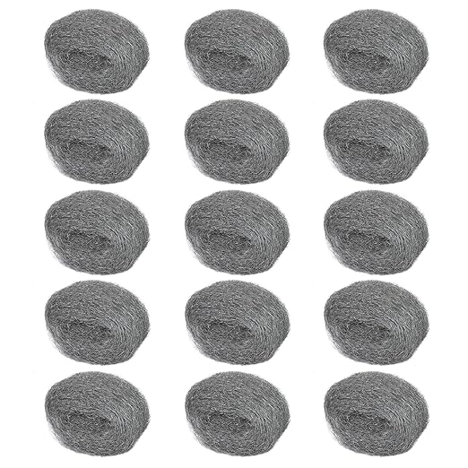 15 Pack 2.4" x9.8 ft Steel Wool for Mice Control - #3 Steel Wool Fill Fabric DIY Kit - Coarse Wire Wool Hardware Cloth - Gap Blocker Keep Mice Away from Holes, Siding, Pipeline, Vents in Garden Garage