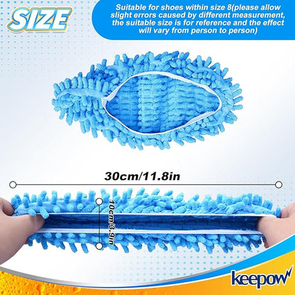 KEEPOW Mop Slippers Shoes Microfiber Floor Cleaning Tool House Mop Socks Shoe Cover Mopping Slippers Shoes Cover Soft Washable Reusable Foot Socks for Women Men Floor Cleaning Tool (5 Pairs)