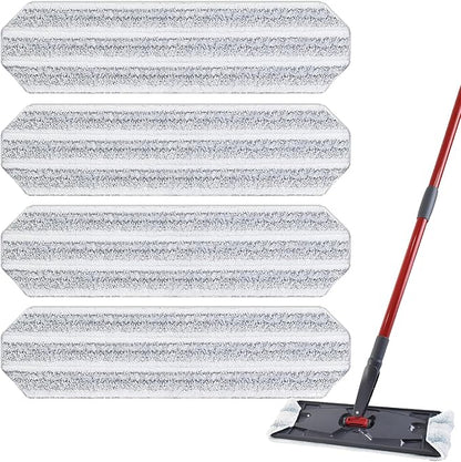 Mop Pads Replacements Compatible with H2prO Flat Mop System, Replace Mop Heads for Mop, Machine Washable Reusable Microfiber Pad Refills for Floor Cleaning (4 Pack)