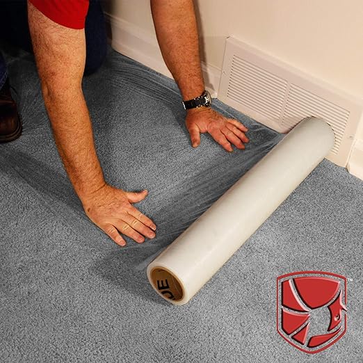 ArmorDillo Xtra-Thick Carpet Protector 17.5" x100' with Free Knife. Only Full 3mil-3ply, Only 'Easy Start Only 100% US Made. Strongest Durable Carpet Cover, Self-Adhesive