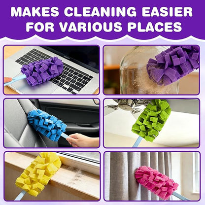 Duster Refill Reusable Fleece Duster Refills, Heavy Duty Feather Dusters Refills Washable Cleaning Pads for Home, Blinds, Car, Pet, Furniture, Fans (5 Pack-Mixed Color)