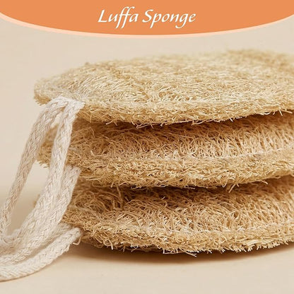 3 Pcs Natural Loofah Dish Sponge, 12X8 CM Loofah Kitchen Sponge, Oval Shape Loofah Sponge for Dishes, Eco Friendly for Non-Stick Cookware and Kitchen Deep Cleaning
