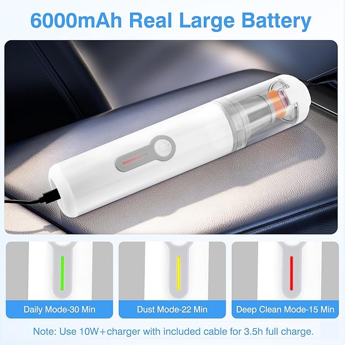 ULTREMA Car Vacuum Portable Cordless - 20000Pa High Suction Mini Vacuum Cleaner, 4-in-1 Auto Handheld Dust Blower & Air Pump, 6000mAh, 15-Piece Accessory Kit for Car Interior, Keyboard, Pet Hair