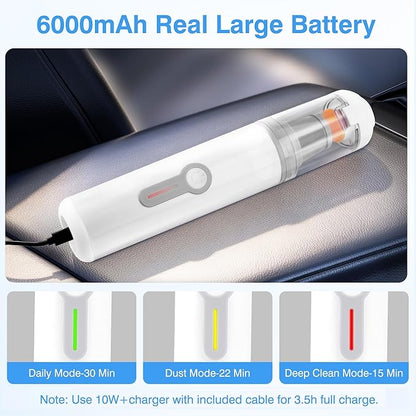 ULTREMA Car Vacuum Portable Cordless - 20000Pa High Suction Mini Vacuum Cleaner, 4-in-1 Auto Handheld Dust Blower & Air Pump, 6000mAh, 15-Piece Accessory Kit for Car Interior, Keyboard, Pet Hair