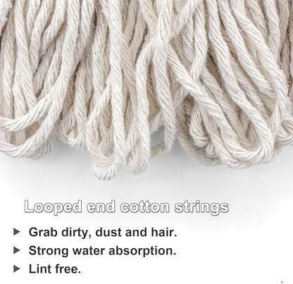 EaseYourDay Cotton String Screw on Mop Replacement Head Compatible with All Standard US Threading Pole (6 Cotton mop Heads)