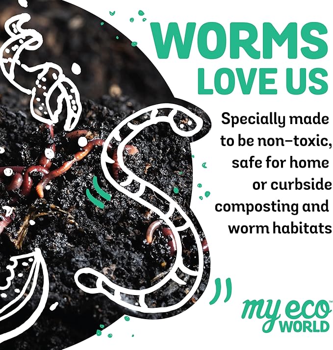 MyEcoWorld® Compostable Kitchen Waste Bags - 144 Count - 100% Certified Compostable - 13 Gallon - Super Strong - Leak Proof - Unscented - Easy to Open