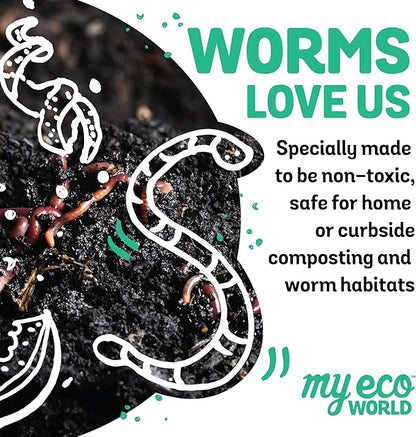 MyEcoWorld® Compostable Kitchen Waste Bags - 144 Count - 100% Certified Compostable - 13 Gallon - Super Strong - Leak Proof - Unscented - Easy to Open