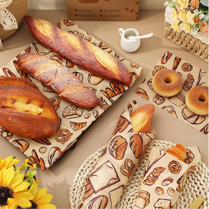 JarThenaAMCS Baking Beeswax Wrap Food Sandwich Wrap Sheet Bread Reusable Oil-Proof Picnic Liner for Home Party Kitchen Supplies