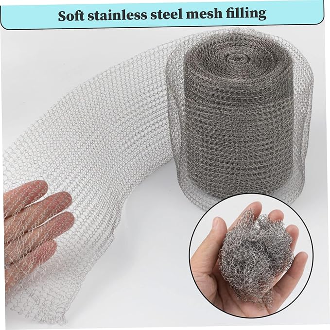 Stainless Steel Mesh Gap Blocker, Steel Wool Mice Blocker, 30ft Wire Mesh Hole Fill Fabric, Stainless Wool Roll