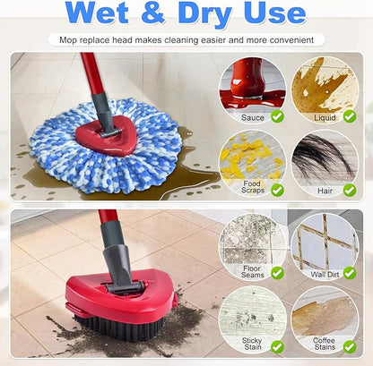 Mop Heads Replacements for Ocedar, 3 Pack Mop Replace Head for Ocedar RinseClean 2-Tank System, Spin Mop Replacement Head with 2 Scrubber Mop Head, Microfiber Mop Refills Deep Cleaning