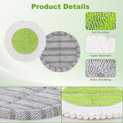 6.3 inch Electric Spin Mop Pads Compatible with Vmai Alfabot Qimedo Idoo Eous Bi-ssell Gobot Teko Corldess Spin Mop, Round Mop Replacement Pad Microfiber Scrubber Refill for Floor Cleaning (8 Pack)