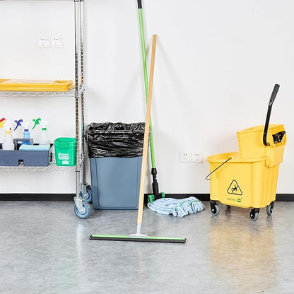 Restaurantware-SQUEEGEE ONLY: Clean Tek Professional 24 Inch Floor Squeegee, 1 Broom With Rubber Blade - Handle Sold Separately, Heavy-Duty, Green Steel Wiper, Ideal For Floor, Tiles
