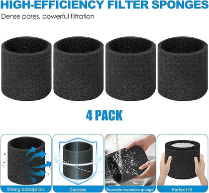 90398 Shop Vac Filters Replacement for Shop Vac Type AA Cartridge Filter,Fit for Shop Vac 90398/118692, 9039800, 9039833 Wet/Dry Vacuum Cleaner (2 Filters+ 4 Foam Sleeves) ﻿