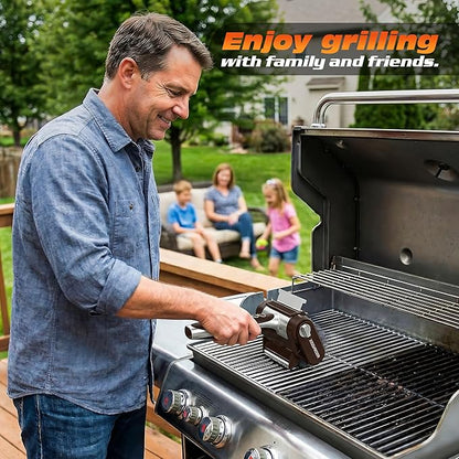 Electric Grill Brush for Outdoor Grill, Rechargeable BBQ Grill Cleaner Stainless Steel Brush with 450RPM Stainless Roller,LED Light, Scraper,Grilling Gifts for Men/Dad