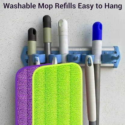 ARSUK Reusable Mop Pads Compatible with Swiffer PowerMop – Washable Velcro Replacement Microfiber Refills for 13''–16'' Spray Mop, Multi-Surface Cleaning Pads (3 Purple + 3 Green)