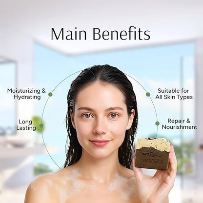 Marbela Cosmetics Handmade Soap Bar - Made in USA, Vegan Friendly, Palm Oil Free, Natural Bar Soap - Gentle Face & Body Soap for Daily Skin Care, Moisturizing & Nourishing - 3.5 oz (Cozy Cappuccino)