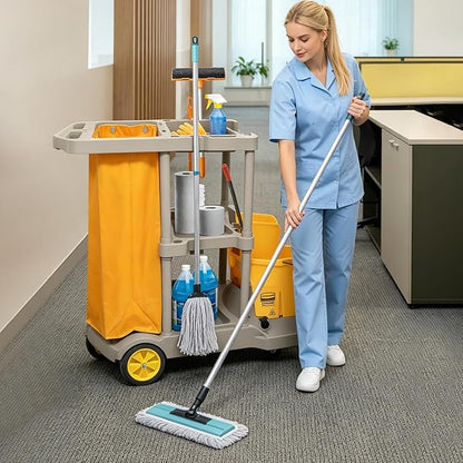 Replacement Janitorial Cleaning Cart Bag: Commercial Products 23 Gallon Industrial Janitorial Vinyl Cart Bag with 6 Brass Grommets - Size 16 x 11 x 27inches (Yellow)