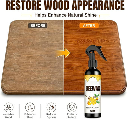 2026 Wood Polishing Beeswax Spray Upgrade Natural Furniture Waterproof Polish and Cleaner for Wood Multipurpose Wood Wax Restorer for Floors Cabinets Tables All Wood (8, Fluid Ounces)