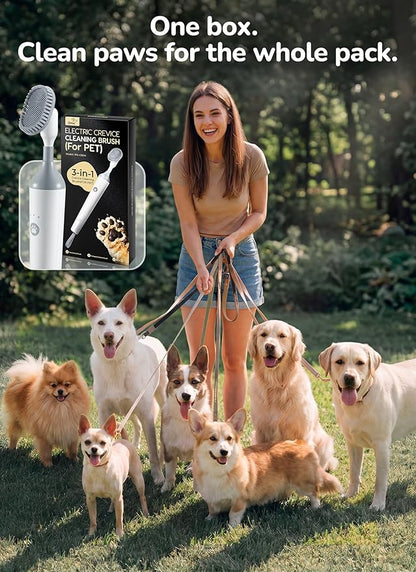 Electric Dog Paw Cleaner, Rechargeable Paw Scrubber with LED Light & 3 Speeds, Curved Arc Design for Paw Shape, Deep Mud & Dirt Remover for Dogs & Cats
