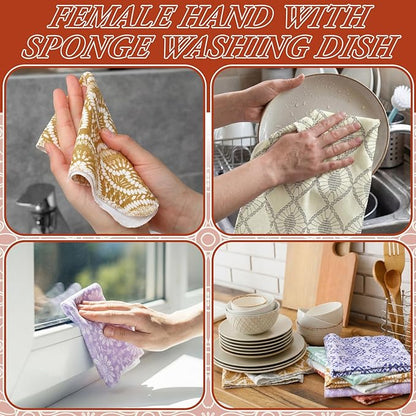 Redbaker 30 Pcs Reusable Paper Towels Rolls Towels Bulk Kitchen Washable Paperless Cloth Cotton Hand Napkins with Cardboard Reusable Napkins for Kitchen Bathroom (Bohemian)