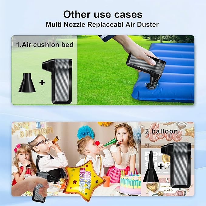 SDFM Compressed Air Dust - Electric Air Dust with Built in Brushless Motor,130,000RPM, 3-Speed Adjustable Air Blower - Suitable for Keyboard, Computer, car, and Home Cleaning (X3) (X1-Black)