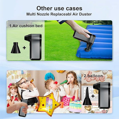 SDFM Compressed Air Dust - Electric Air Dust with Built in Brushless Motor,130,000RPM, 3-Speed Adjustable Air Blower - Suitable for Keyboard, Computer, car, and Home Cleaning (X3) (X1-Black)