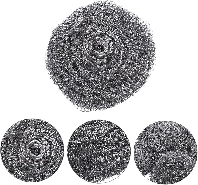 Happyyami 6Pcs Metal Scrubber Pot Cleaning Balls for Heavy Duty Grease Dirt Removal for Kitchen Outdoor Cleaning Tasks
