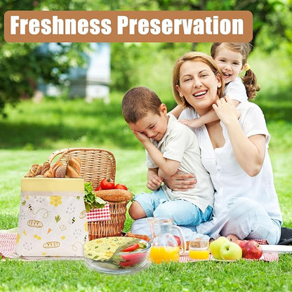 Beeswax Bread Bags & Beeswax Food Wraps Set, Reusable Natural Cotton Food Storage Bag for Sourdough, Wraps for Food (S,M,L), Sustainable,Organic, Moisture Lock& Freshness Preservation