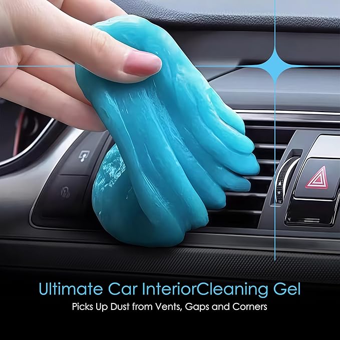 Car Cleaning Gel Putty for Car Interior Detailing | Reusable Dust Cleaning Slime for Air Vents, Dashboard, Cup Holders, Keyboard & AC Vent Cleaner | Non-Sticky No Residue Gel (Blueberry Scent)