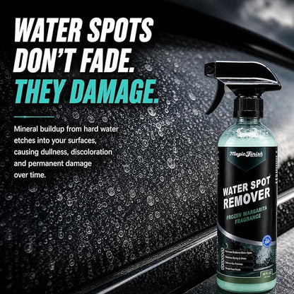 Magic Finish Water Spot Remover for Cars – Professional Hard Water Stain & Mineral Deposit Remover for Paint, Chrome & Wheels – Restores Shine & Gloss – Frozen Margarita Scent – 16oz