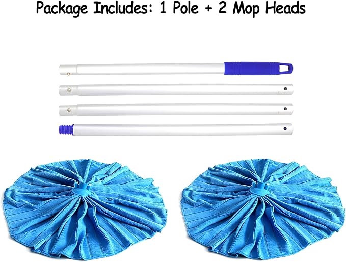 EaseYourDay Microfiber Cloth Mop, One Pole with Two Screw On Mop Heads