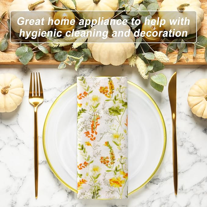 Kinlop 24 Pcs Summer Lunchbox Cloth Napkins Bulk Reusable 2 Ply 8" x 8" Cotton Paper Towels Floral Style Flannel Wipes Washable Sturdy Absorbent Cloth Placemats for Dining Home Party