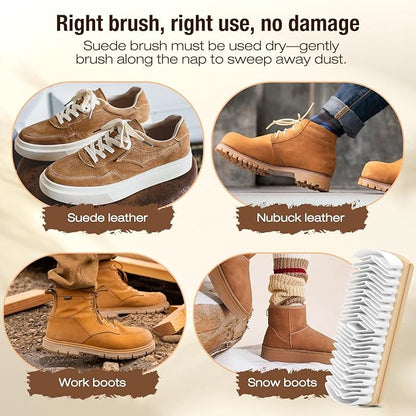 3Pcs Shoe Brush, 2026 Version Suede Eraser, Premium Shoe Polish Brush, Long-Lasting Shoe Cleaning Brush, Horsehair Shoe Brush Shine Kit for Cleaning and Polishing (3PCS)