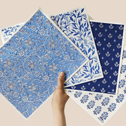 RECYCO Swedish Dishcloths for Kitchen | 4 Pack Oversized Washable Dish Rags | Large Cellulose Reusable Cleaning Paper Towels | Absorbent Counter Dish Cloth Sponge XL Kitchen Wipes, 12" L x 10" W