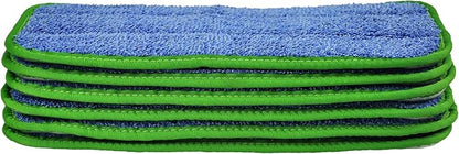 CleanAide All-Purpose Microfiber Twist Yarn Mop Pads for Dust, Dirt & Pet Hair, Hook & Loop Backing, Machine Washable & Reusable, Home & Commercial Cleaning, 10-Inch, 6-Pack, Green