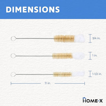HOME-X Soft-Tip Cleaning Brush Set, Soft Scrub Brush with Long Handle, Handy Crevice-Cleaning Tool, Glassware-Cleaning Brush, Set of 3