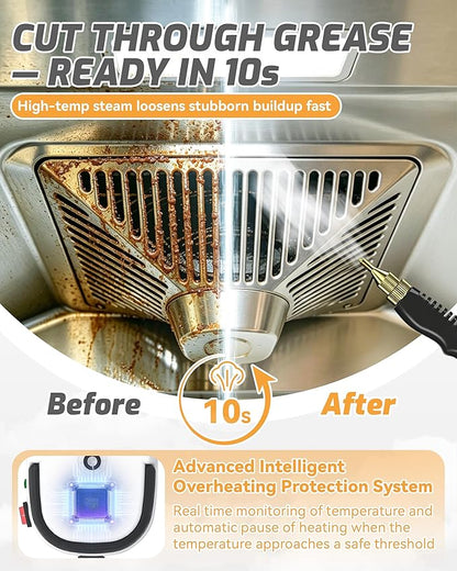 5-in-1 221°F Pressurized Handheld Steam Cleaner for Home, Car, Tile, Grout, Kitchen Cleaning, Glass, 2500w Handheld High-Temperature Pressurized Steam Cleaner with 6 Levels & 1.2L Tank (Mix-2 Set)