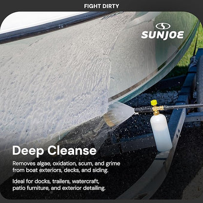 Sun Joe All-Purpose Boat Wash Cleaner for Pressure Washer, Concentrate Formula, Citrus Scent, 1 Gallon - Marine Cleaning Solution for Metal, Wood, Fiberglass, and Exterior Surfaces, SPX-APBW1G
